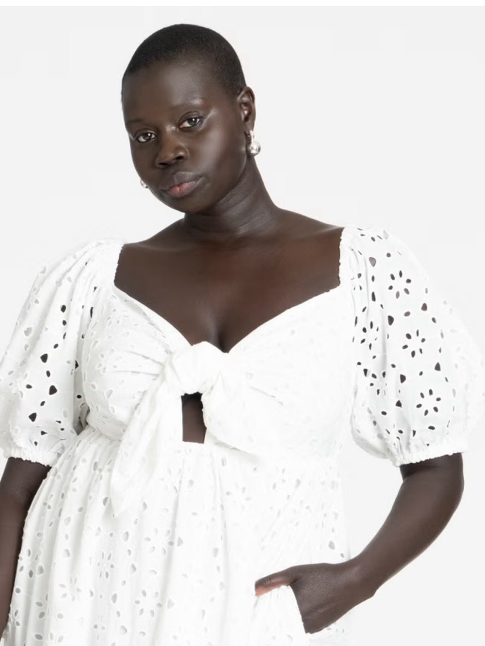 Eloquii Eyelet front tie Maxi Dress 28/30 5X